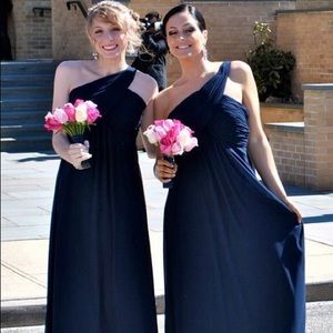 Navy Blue Size 14 one shoulder bridesmaid dress